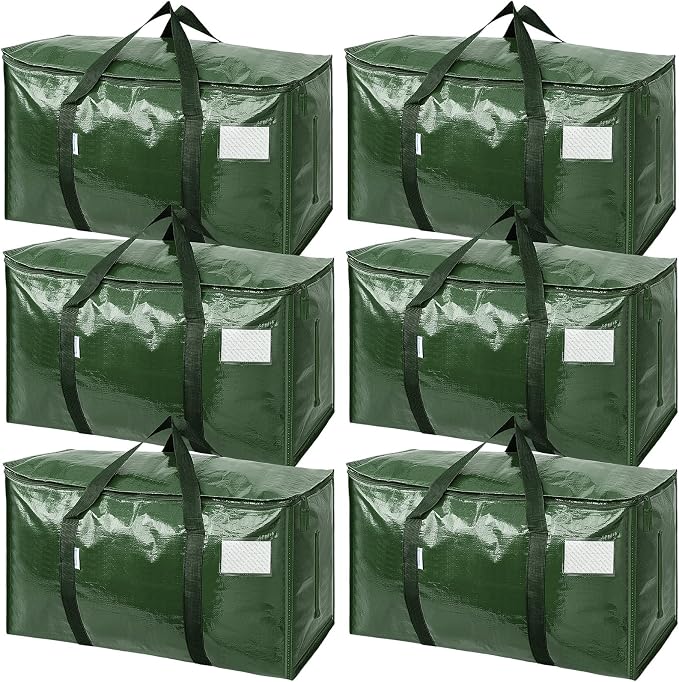 TICONN 6 Pack Extra Large Moving Bags Heavy Duty with Zippers & Carrying Handles, Durable Storage Bags Moving Boxes for Closet Organizers and Storage (6 Pack, Olive) by TICONN