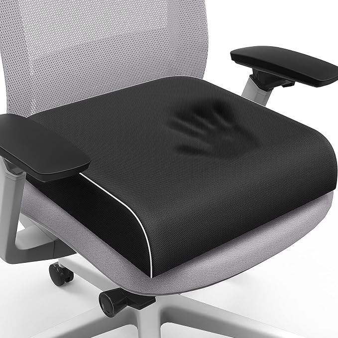 SweetSlubr Seat Cushion, Chair Pad, Memory Foam Tailbone Pain Relief | Office Chair Cushion for Tailbone Pain Relief, Non-Slip Cover, Soft Support for Office Chair, Car Seat,2X-Large/Black by Unknown