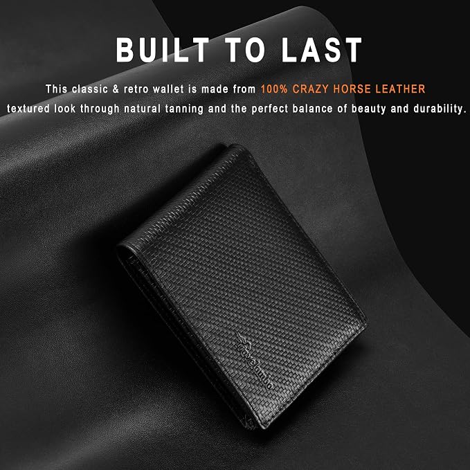 Travelambo Genuine Leather Wallet for Men with Gift Box - Handmade Bifold Stylish - Mens Wallets Rfid Blocking with 2 ID Windows - Image 2