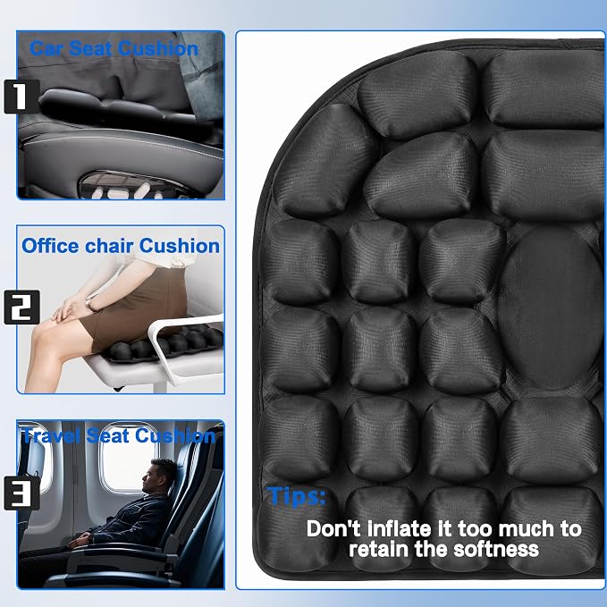 Sondor Travel Cushion,Portable & Adjustable Airplane seat Cushion for Long Flights,Inflatable Cushion for Wheelchair, Travel,Driving - Image 4