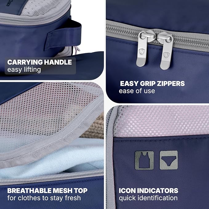 Traveler's Choice Cloverland Packing Cubes, 5-Piece Set, Navy - Image 4