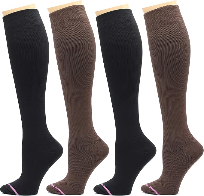 Dr. Motion 4 Pairs Therapeutic Graduated Compression Women's Knee-hi Socks by Dr.+Motion