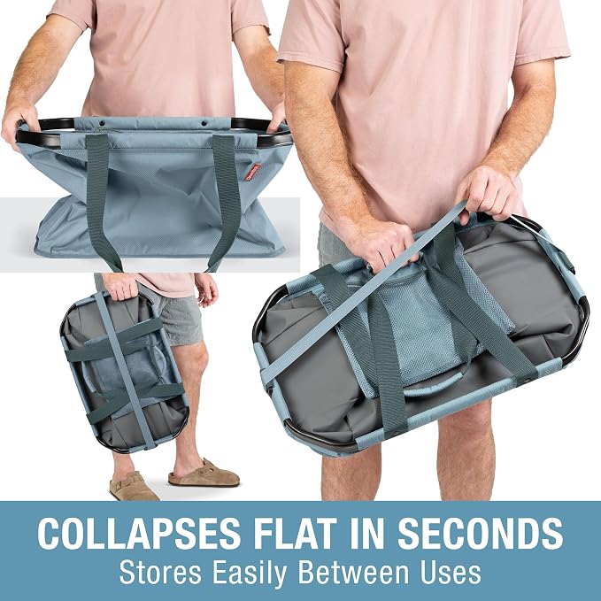 CleverMade Gear Hauler Pro Collapsible Tote Bag, 55L Outdoor Tote | Haul Bulky Gear Without Sagging | Aluminum Frame Holds 100 lb, While Shoulder and Crossbody Straps Offer Flexible Carry - Image 4