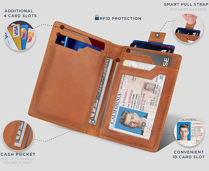 SERMAN BRANDS - Wallets for Men Slim Mens leather RFID Blocking Minimalist Card Front Pocket Bifold Travel Thin - Image 4