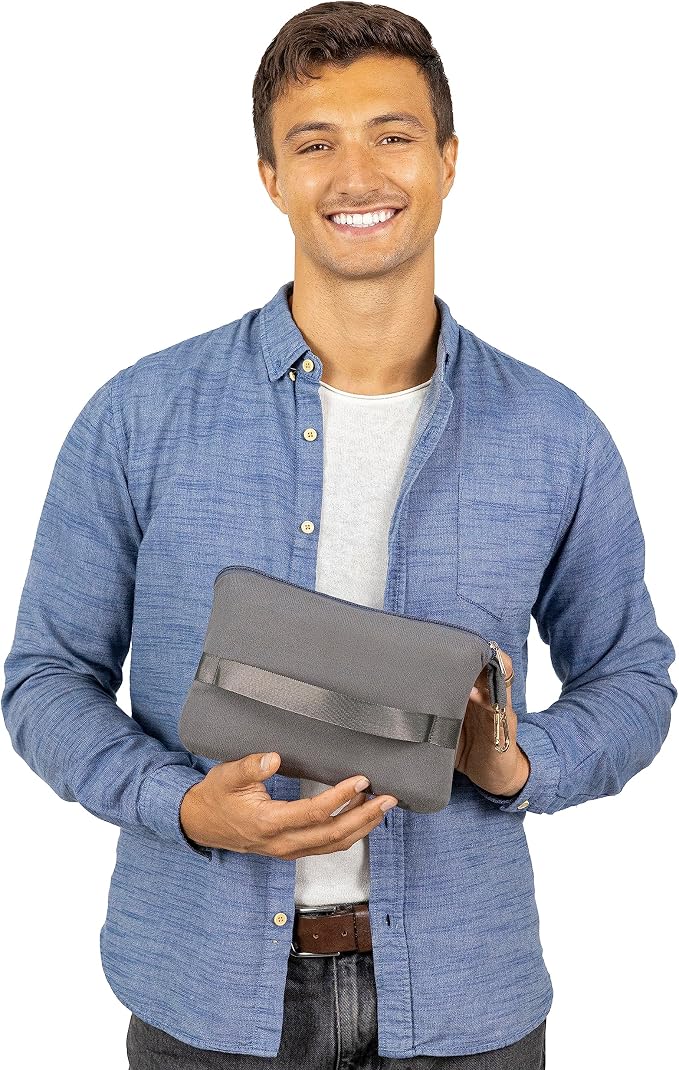 BlueHills Lightweight Travel Blanket Pillows Compact Set of 3 Airplane Traveling Essentials Flight Throws in Bag Compact Large Plane Accessories – Gray, Black and Navy Blue - Image 5