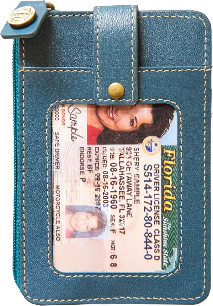 ID Stronghold RFID Blocking Front Pocket Wallet – Slim Minimalist Genuine Leather Wallet with Zipper Coin Pocket (Mega Blue) - Image 3