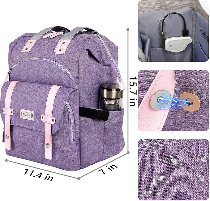 FALANKO Laptop Backpack for Women, Anti Theft Backpacks with RFID Anti Theft Water Resistant,Wide Top Open Work Teacher College Travel Computer Bag for Woman Fits 15.6 Inch Laptop - Image 4