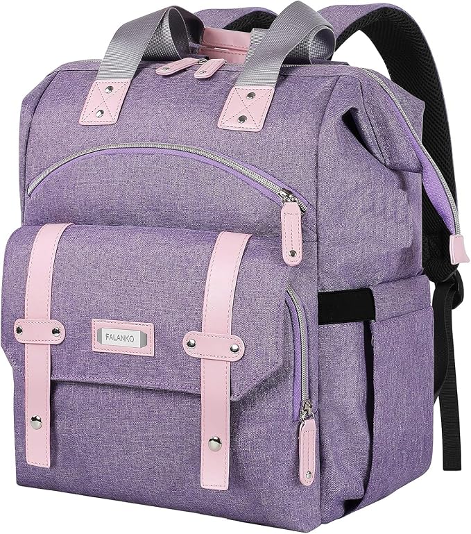 FALANKO Laptop Backpack for Women,Large Computer Backpack Fits 17 Inch Laptop with RFID Water Resistant purse Casual Purple Bookbag for Teacher/work/College/nurse/Doctor/Woman by FALANKO