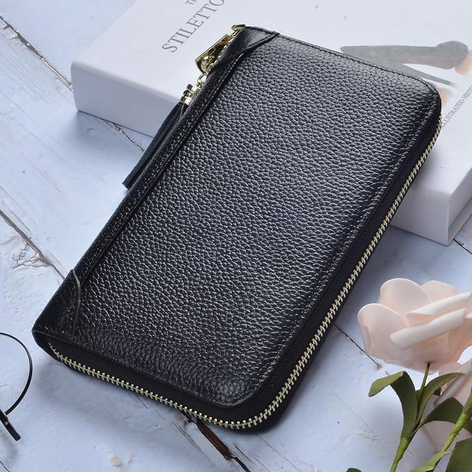 Easyoulife Credit Card Holder Wallet Womens Zipper Leather Case Purse RFID Blocking - Image 2