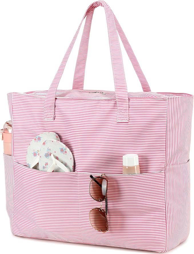 LEDAOU Beach Bag Waterproof Sandproof Women Beach Tote Pool Bag with Zipper for Swim Gym Grocery Travel with Wet Pocket | Sandproof - Image 9