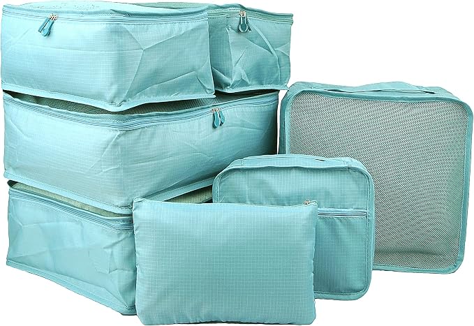 Vercord 7 Set Travel Packing Organizers Cubes Luggage Suitcase Organizer Bags Clothes Underwear Cube Shoe Pouch Pack Blue - Image 7