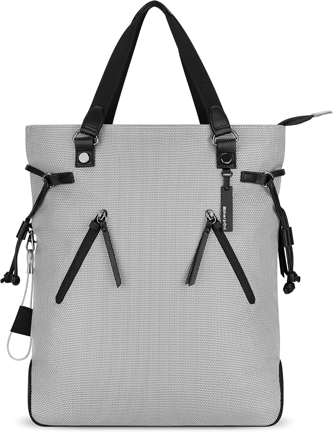 Sherpani Tempest, Anti Theft Convertible Backpack Tote, 14L Travel Backpack, Travel Gifts for Women, Handbags, RFID Protection, Metal Hardware, Fits 15” Laptop (No Sleeve) (Sterling) by SHERPANI
