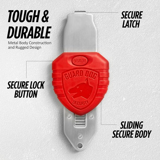 Guard Dog Security Blocklock Portable Door Lock, Hotel Door Locks for Travelers Security, Tough & Durable, Apartment Door Security, Home Security, Travel Essentials (Red 1 Pack) - Image 4