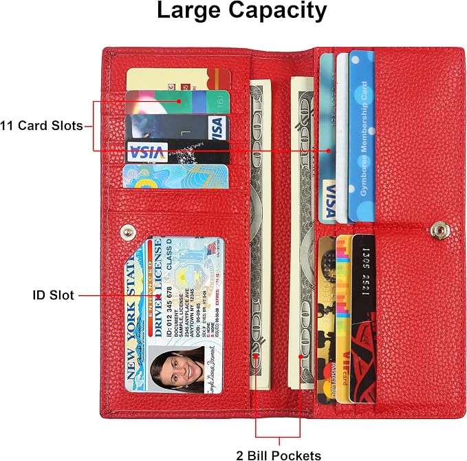 Ultra Slim Thin Leather Women Wallet RFID Blocking Credit Card Holder Bifold Long Ladies Billfold - Image 3