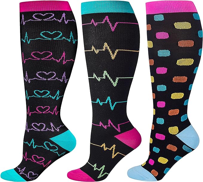 LEVSOX Wide Calf Compression Socks for Women & Men Extra Large Size Support Socks for Nurses Running Pregnant Travel, 15-20 mmHg by Levsox
