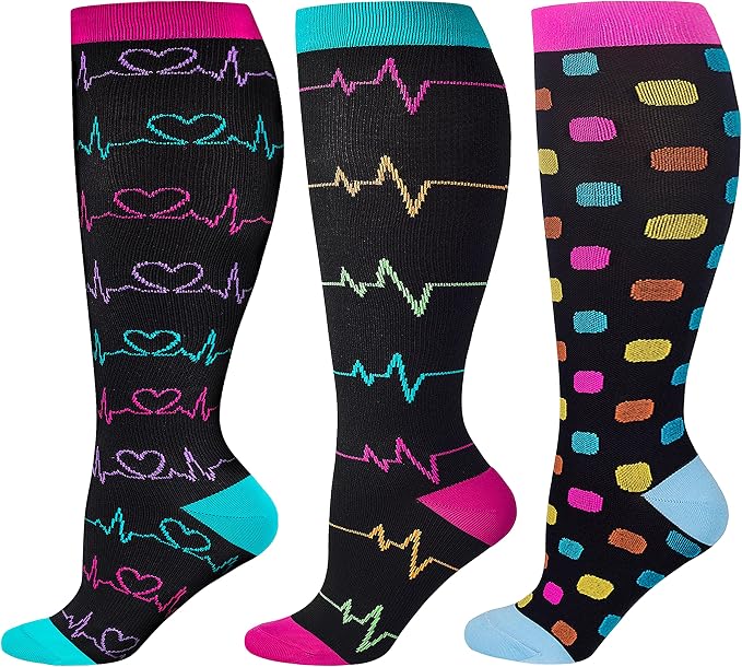 LEVSOX Wide Calf Compression Socks for Women & Men Extra Large Size Support Socks for Nurses Running Pregnant Travel, 15-20 mmHg by Levsox
