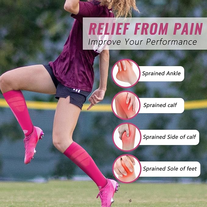 fenglaoda Compression Socks Women Men 4 Pairs, Knee High Support Socks for Running, Sports, Travel, Flight, Nurse - Image 4