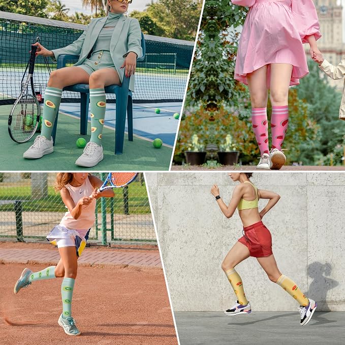 fenglaoda Compression Socks Women Men 4 Pairs, Knee High Support Socks for Running, Sports, Travel, Flight, Nurse - Image 6