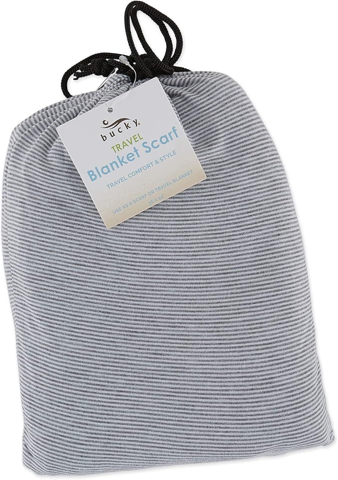 Bucky Jersey Stripe Comfort Travel Accessories, Blanket Scarf, Gray Stripe, One Size - Image 3