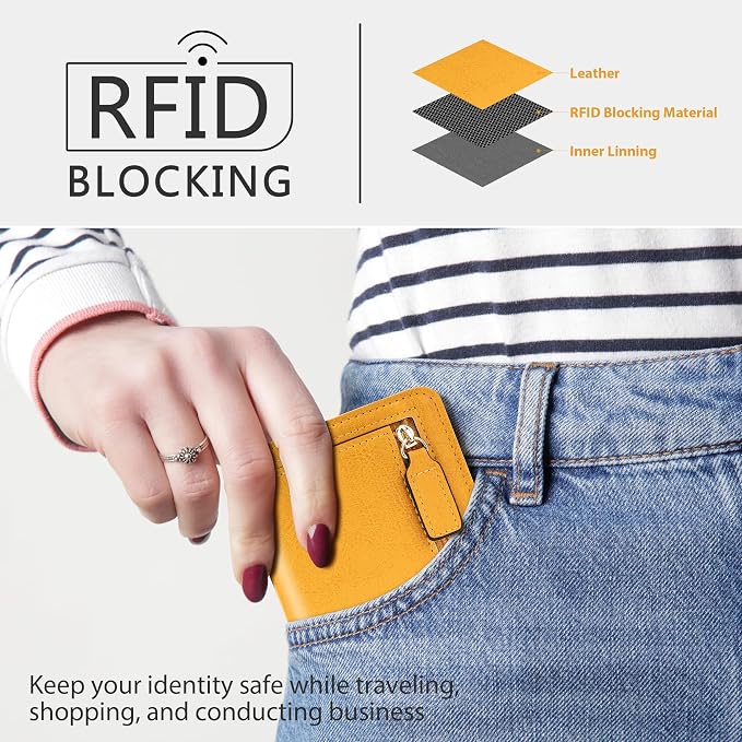 Gostwo Small Wallet for Women, Slim Bifold Credit Card Holder, Compact RFID Blocking Cash Wallet, Billfolds Thin Leather Zipper Pocket, Mini Wallet Gift for Ladies Teen Girls Travel with ID Window - Image 2