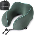 Travel Pillows for Airplanes,100% Pure Memory Foam Travel Neck Pillow | Washable Cotton Cover,Comes with 3D Eye Mask,Earplugs,Storage Bag,Ideal Travel Gift,Relieve Neck Pressure,Dark Green by Unknown