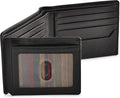 BULL GUARD Black Leather Wallet for Men with RFID Blocking - Bifold High Capacity with Side Flip 2 ID Windows and 10 Credit Cards Slots by BullGuard