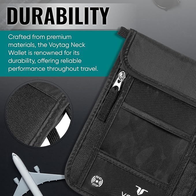 Ultra-Slim Comfort Neck Wallet & Passport Holder - RFID-Protected, Stylish Travel Pouch for Men & Women (Black) - Image 6