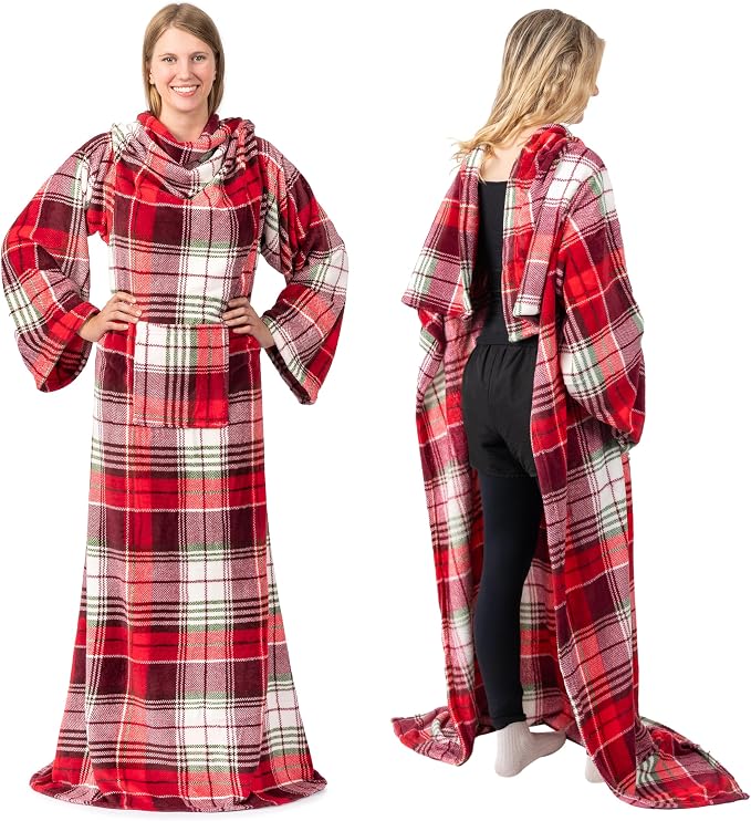 PAVILIA Wearable Blanket with Sleeves for Adult Women Men, Cozy Fleece Warm Wrap Throw with Arms, Gifts for Christmas, Wife - Image 3