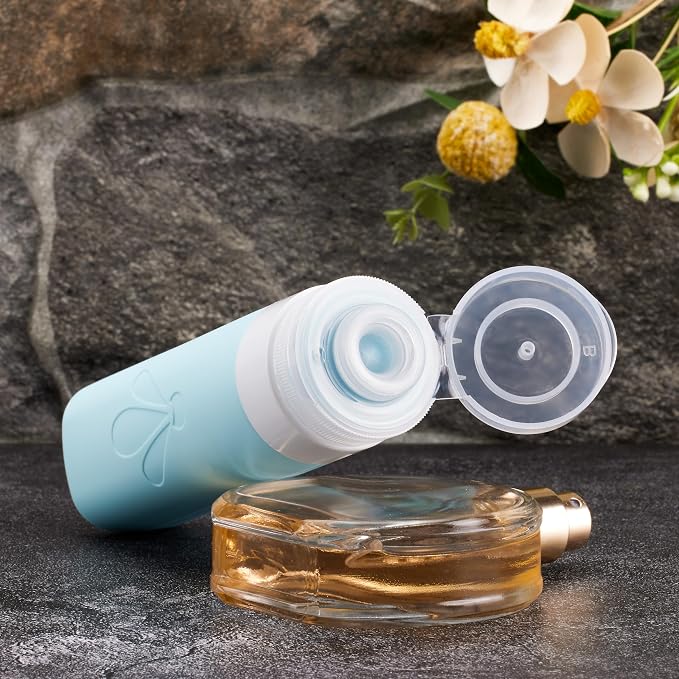 INSFIT travel bottles for toiletries 8 Pack, Leak proof Travel Size Toiletries Containers with toiletry bag, Squeezable Silicone Bottles & Cream Jars, Travel Essentials BPA-Free kit for Shampoo - Image 2
