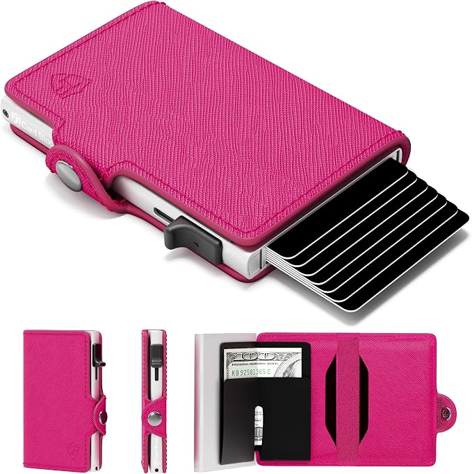 Pop Up Wallet for Women | Slim RFID Blocking Card Holder for Small Purses & Crossbody Bags | Minimalist Aluminum Wallet | Holds 4-6 Cards | Compact Travel Wallet by ConcealPlus