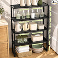 Cabinet Shelves, 4 Pack Stackable Shelves for Pantry Storage | Expandable & Height Adjustable Cabinet Organizer Shelf | Metal Shelf Organizer | Black Spice Rack for Pantry Storage by HOFUSUSER