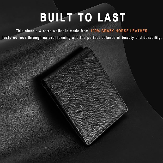 Travelambo Genuine Leather Wallet for Men with Gift Box - Handmade Bifold Stylish - Mens Wallets Rfid Blocking with 2 ID Windows - Image 2
