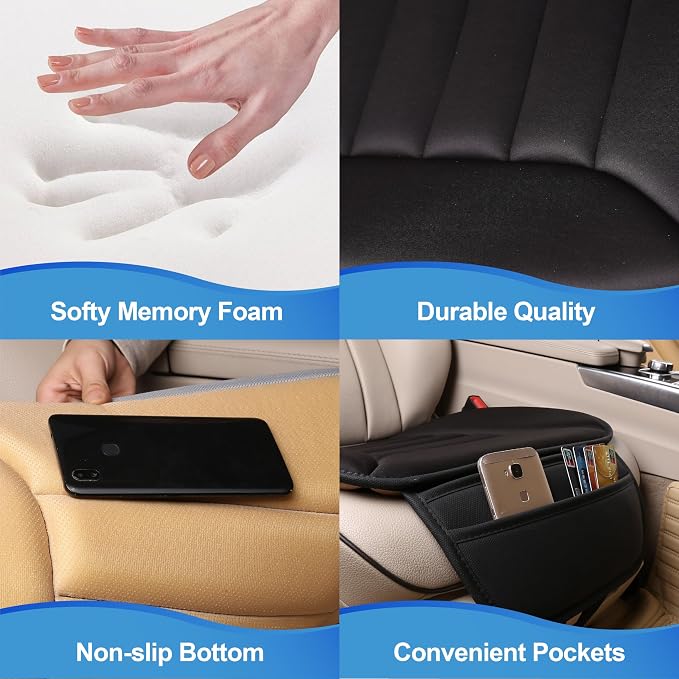 Lofty Aim Car Seat Cushion for Driving, Memory Foam Driver Seat Cushion | Car Seat Cushion for Long Driving, Automotive Seat Cushion for Pain Relief, Car Seat Pillow Fits Most Vehicles, Office, Black - Image 6