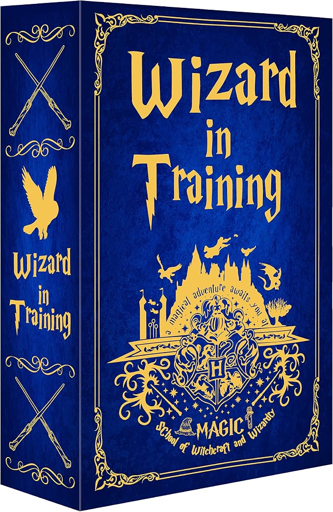 Wizard Book Safe with Real Pages, Hollow Book Box Hidden Storage with Classic Key Lock, Decorative Secret Diversion Safe, Money Hiding Box for Cash Savings, 9.3"x6.0"x2.3" by Ulixu