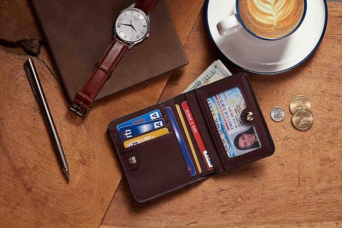 Gostwo Small Wallet for Women, Slim Bifold Credit Card Holder, Compact RFID Blocking Cash Wallet, Billfolds Thin Leather Zipper Pocket, Mini Wallet Gift for Ladies Teen Girls Travel with ID Window - Image 6