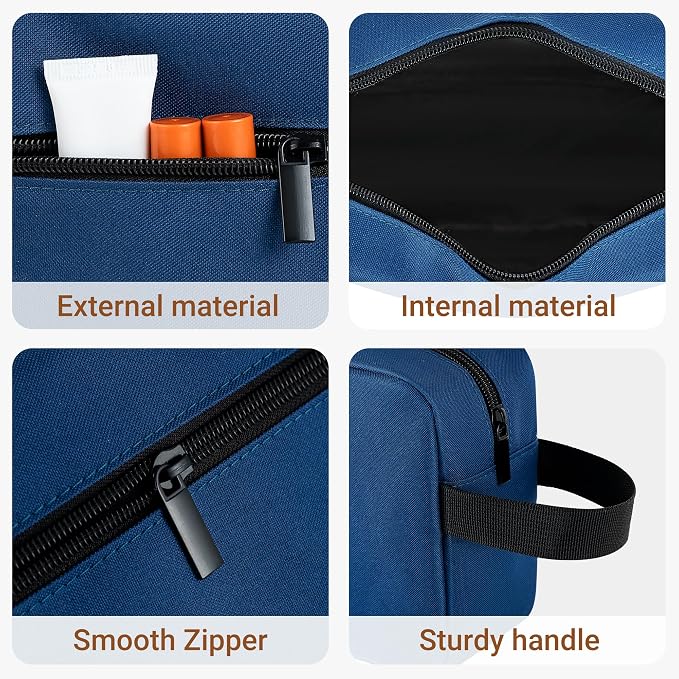 Elviros Travel Toiletry Bag for Women and Men,Lightweight Makeup Bag Hanging Dopp Kit with Shaving Compartment Cosmetic Organizer Large Tool Bag Travel Essentials,Gifts for Men(Large,Navy Blue) - Image 5