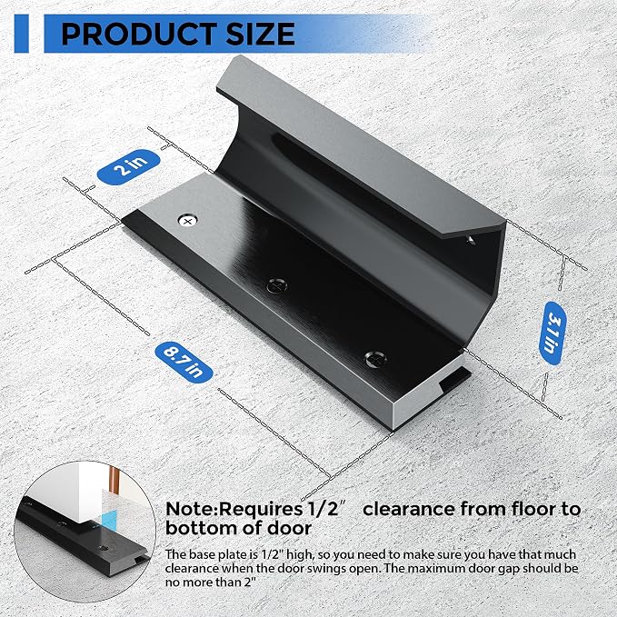 Lock Door Brace,Double Safety Protection French Security Door Brace,Residential Door Lock Barricade,Black-Door Barricade Security Lock Door Brace Fits Blemished Door, Standard Doors, French Doors - Image 4