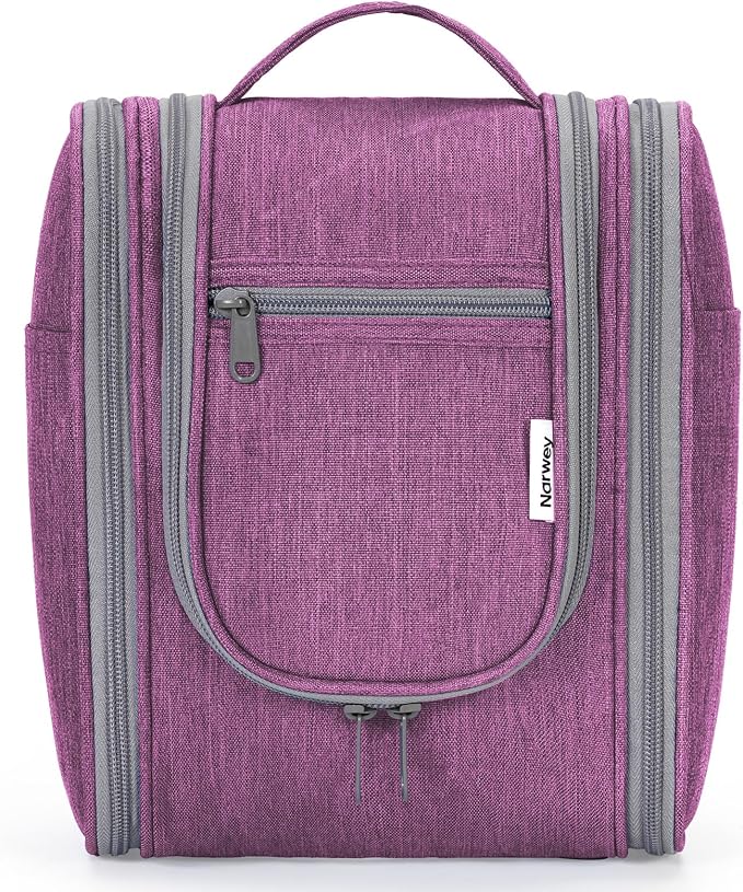 Narwey Small Hanging Toiletry Bag Women Travel Makeup Bag Organizer Toiletries Bag for Travel Size Essentials Accessories Cosmetics (Medium, Dark Purple) by Narwey