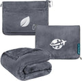 PAVILIA Travel Blanket and Pillow, Arms Opening Airplane Blankets for Adults, Compact Plane Blanket with Arm Hole 2-in-1 Bag for Flight Car Camping Fit in Luggage Backpack Traveler Gift, Dark Gray by PAVILIA