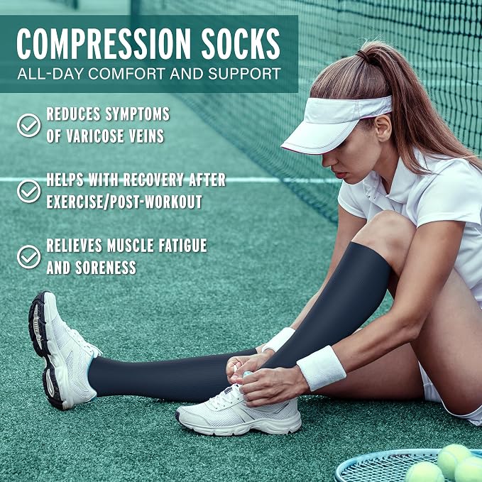 3 Pairs Compression Socks for Women & Men 15-20 mmHg- Best Support for Nurses, Running, Hiking, Recovery & Flight Socks - Image 2