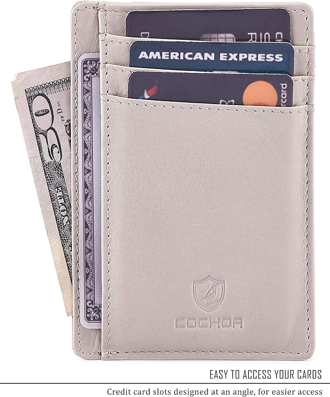 Front Pocket Wallet for Men Women Slim Minimalist Real Leather RFID Blocking Credit Card Holder - Image 2