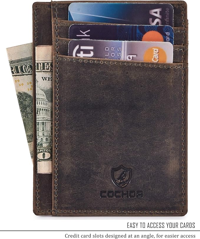 Front Pocket Wallet for Men Women Slim Minimalist Real Leather RFID Blocking Credit Card Holder - Image 2