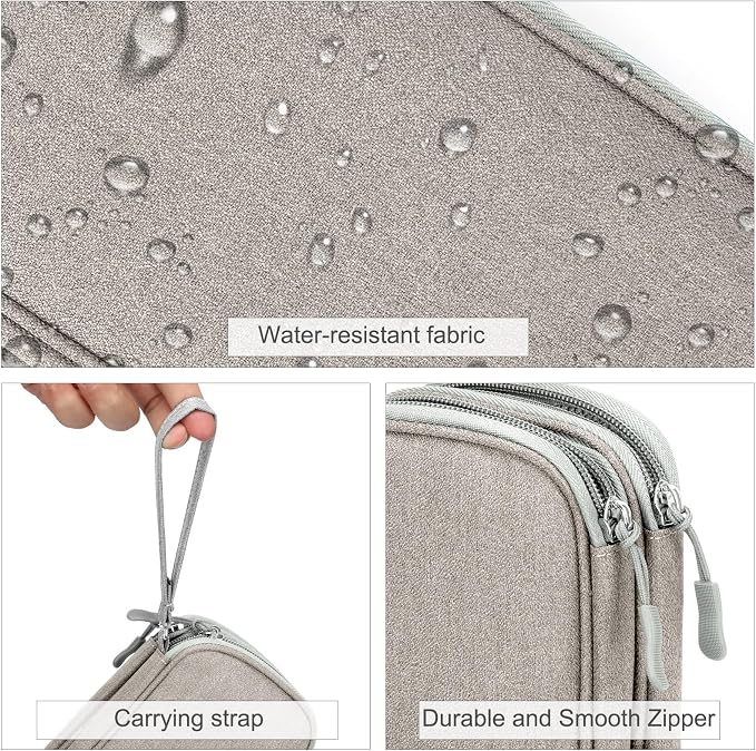 FYY Electronic Organizer, Travel Tech Pouch Bag, Cable Organizer Khaki | Wrist Strap, Waterproof, Double Layers Portable Electronics Travel Carrying Case for Cord, Charger, Daily Business Trips Use - Image 4