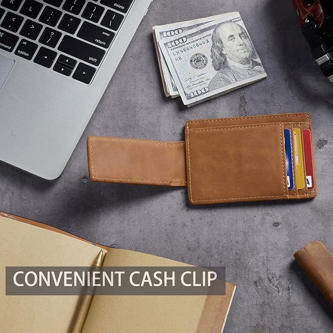 Toughergun Slim Wallet for Men RFID Blocking Money Clip, Minimalist Front Pocket Credit Card Holder, Magnetic Thin Mens Wallets with ID Window - Image 7