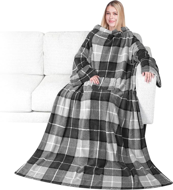 PAVILIA Wearable Blanket with Sleeves for Adult Women Men, Cozy Fleece Warm Wrap Throw with Arms, Gifts for Christmas, Wife by PAVILIA