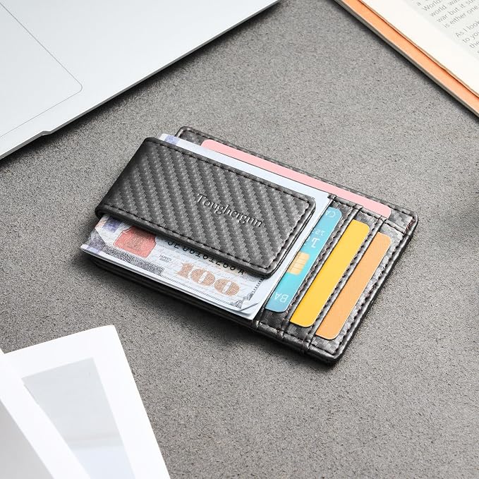Toughergun Slim Wallet for Men RFID Blocking Money Clip, Minimalist Front Pocket Credit Card Holder, Magnetic Thin Mens Wallets with ID Window - Image 3
