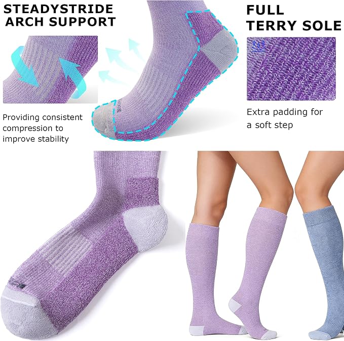 LEVSOX Bamboo Viscose Graduated Compression Socks for Women&Men - Cushioned Knee-High 15-20mmHg Support Socks - Image 4