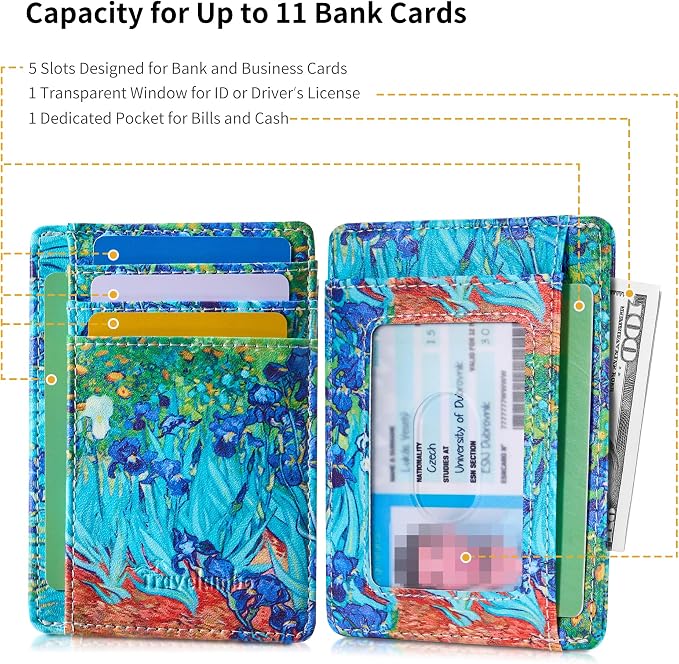 Travelambo Front Pocket Minimalist Leather Slim Wallet RFID Blocking Medium Size - Image 2