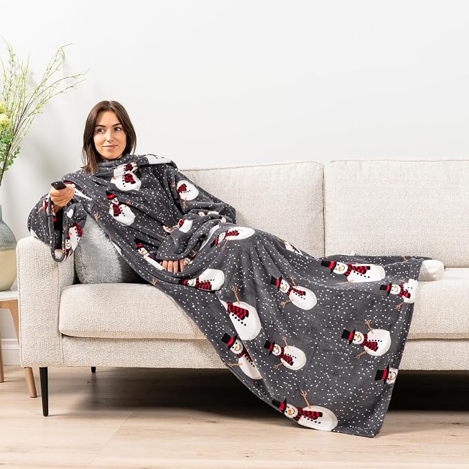 PAVILIA Wearable Blanket with Sleeves for Adult Women Men, Cozy Fleece Warm Wrap Throw with Arms, Gifts for Christmas, Wife - Image 5