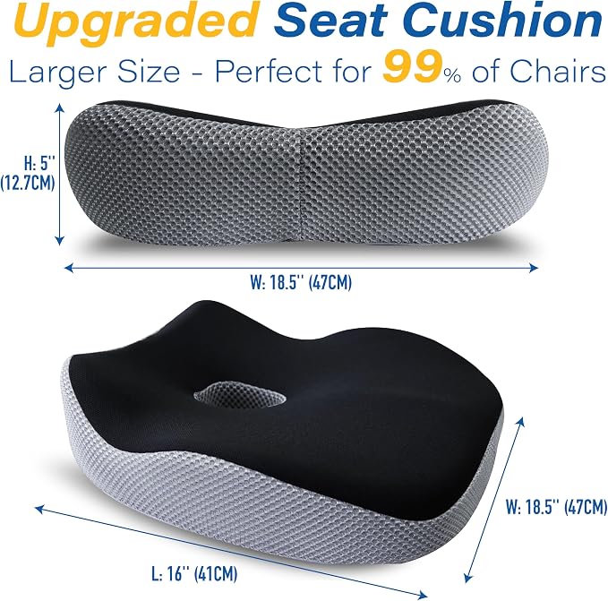 Allaboutsla Car Seat Cushion for Driving, Car Seat Pillow for Short Drivers | Ergonomic Memory Foam Seat Cushion for Pain Relief, Adult Booster Seat for Car, Butt Cushion for Car, Truck, Office, B&G - Image 7